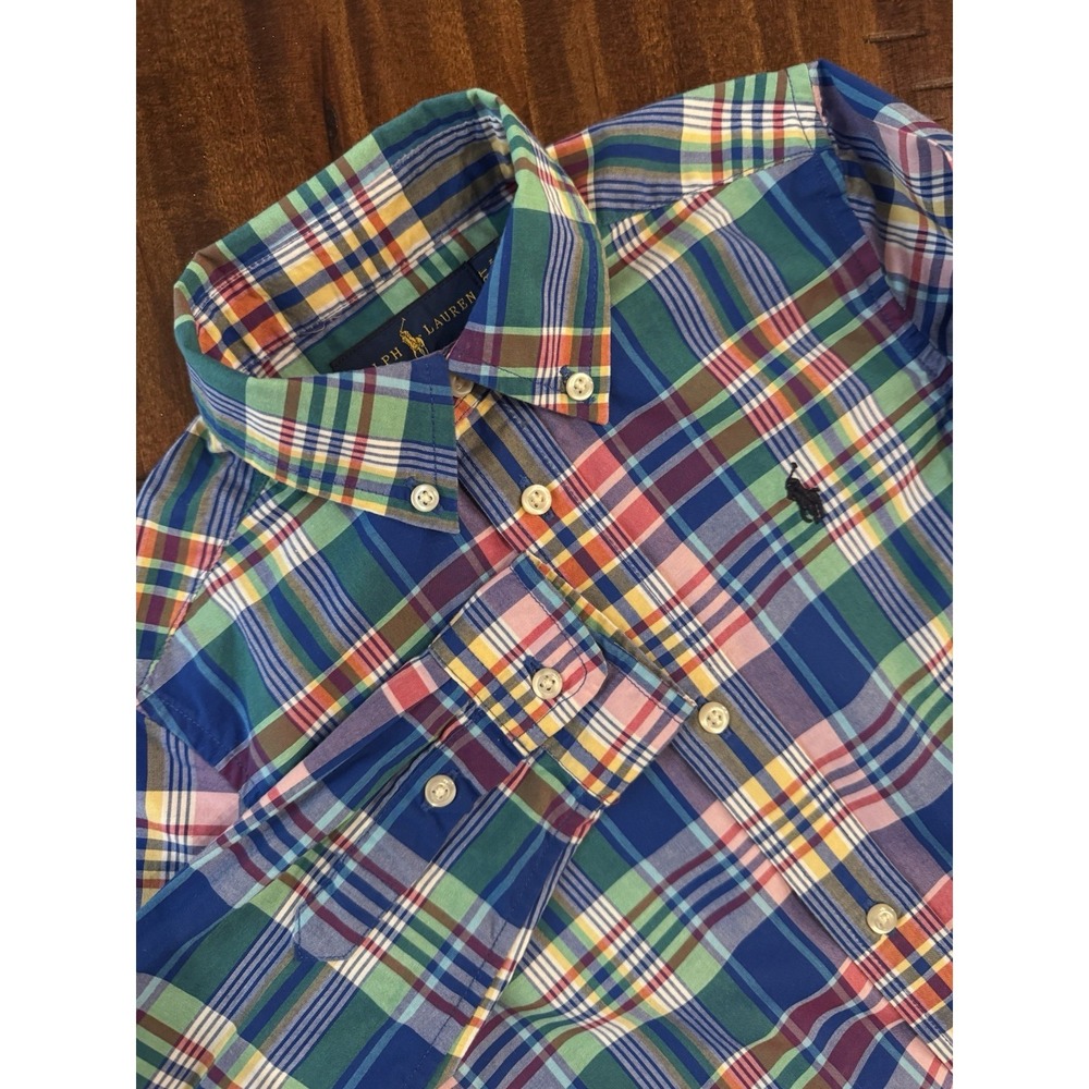 Polo Ralph Lauren Boys Multi-Color Plaid Cotton Poplin Button Down Shirt Size 3T